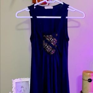 Gorgeous Lush Flattering Navy Blue Sleeveless Top